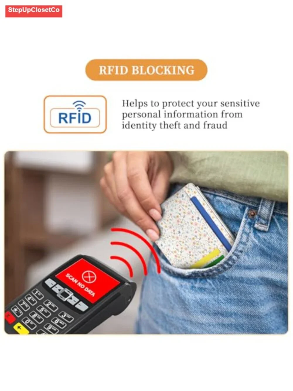 Floral Slim RFID Blocking Card Holder Wallet with Wristlet Key Chain